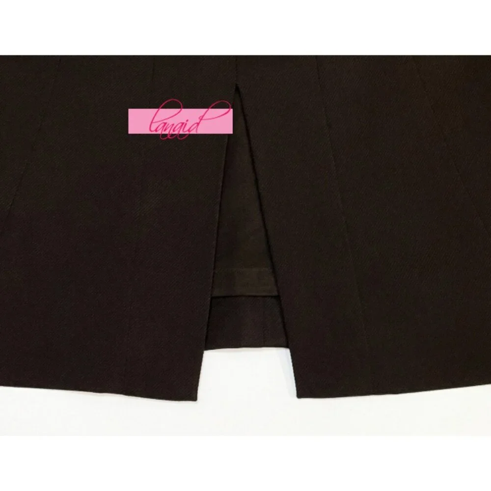 Limited Dark Chocolate Brown Seamed Back Slit Knee Pencil Lined Skirt Career 2